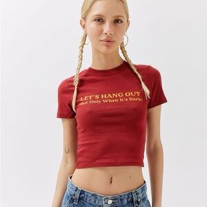Urban Outfitters Red Let’s Hang Out Shrunken Baby T-shirt